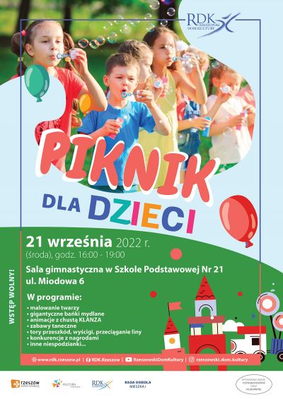 Plakat promujący Piknik dla Dzieci